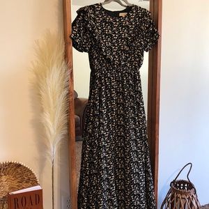 BRAND NEW ROOLEE Black Floral Maxi Dress